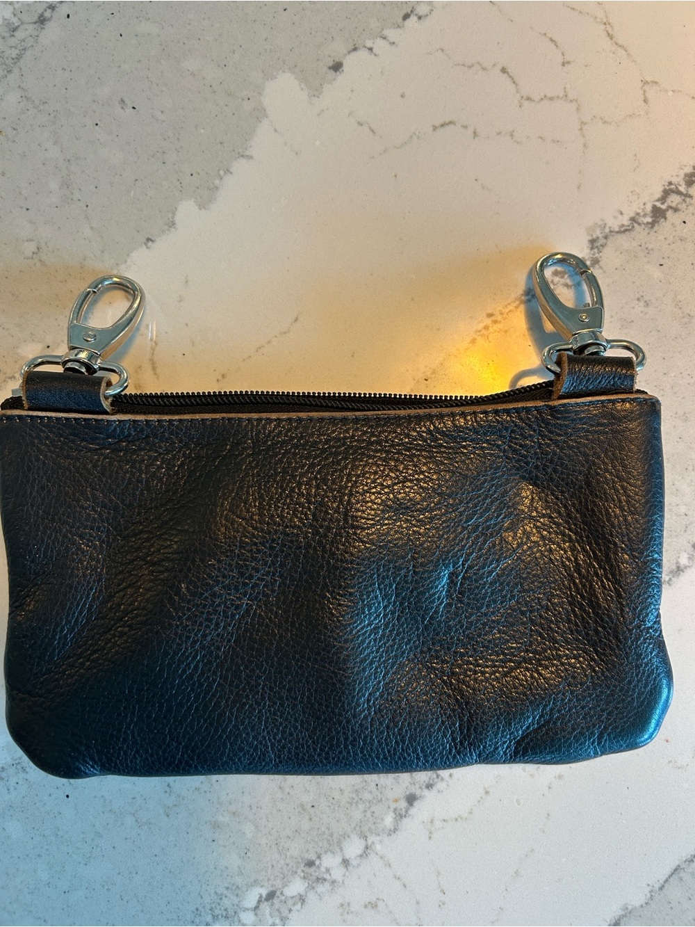 Black Leather Studded Crossbody Bag with Adjustable Strap - Picture 7 of 7